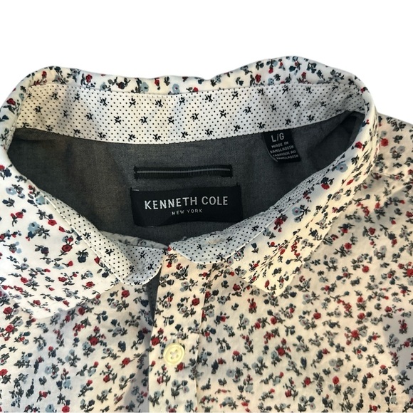 EUC Kenneth Cole Men’s Navy, Maroon +  White Casual Button Down Shirt Size Large - Picture 1 of 4